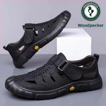 Σανδάλια Woodpecker Ανδρικά Καλοκαιρινά Νέα Γνήσια Δερμάτινα Παπούτσια Hollow Hole Ανδρικά Δερμάτινα Παπούτσια για Υπαίθριες Δραστηριότητες με Μαλακή Σόλα Ανδρικά Παπούτσια