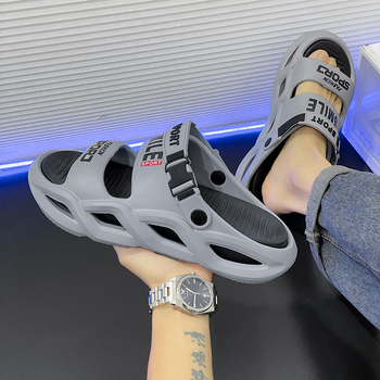 Papuci de cocos pentru bărbați, vară exterioară, talpă groasă, antiderapantă, două perechi de sandale pentru bărbați, sandale de plajă în aer liber cu senzație de rahat