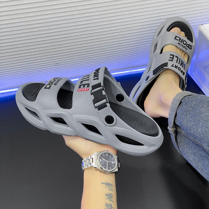 Papuci de cocos pentru bărbați, vară exterioară, talpă groasă, antiderapantă, două perechi de sandale pentru bărbați, sandale de plajă în aer liber cu senzație de rahat