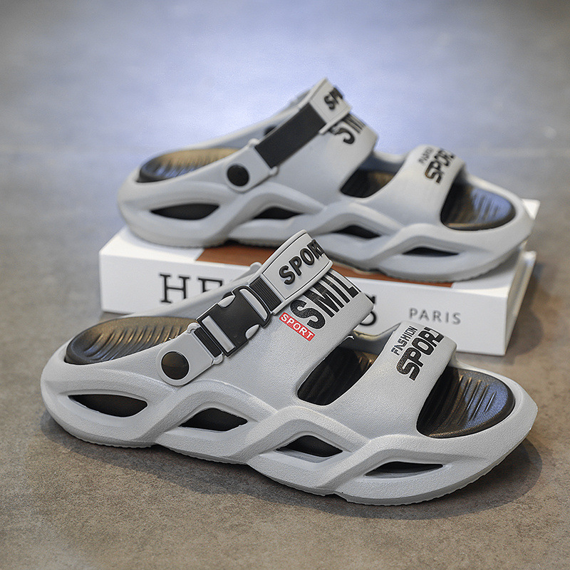 Papuci de cocos pentru bărbați, vară exterioară, talpă groasă, antiderapantă, două perechi de sandale pentru bărbați, sandale de plajă în aer liber cu senzație de rahat