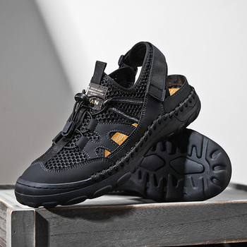 Határokon átnyúló új férfi szandálok divatos férfi szabadtéri sport szandálok alkalmi lélegző bőr strandcipők férfi AliExpress