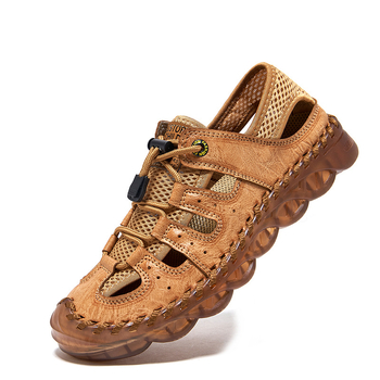 Piiriülesed pluss-suuruses õuesandaalid suvised hingavast võrgust rannajalatsid meeste vabaajajalatsid Traceway kingad käsitsi õmmeldud kingad