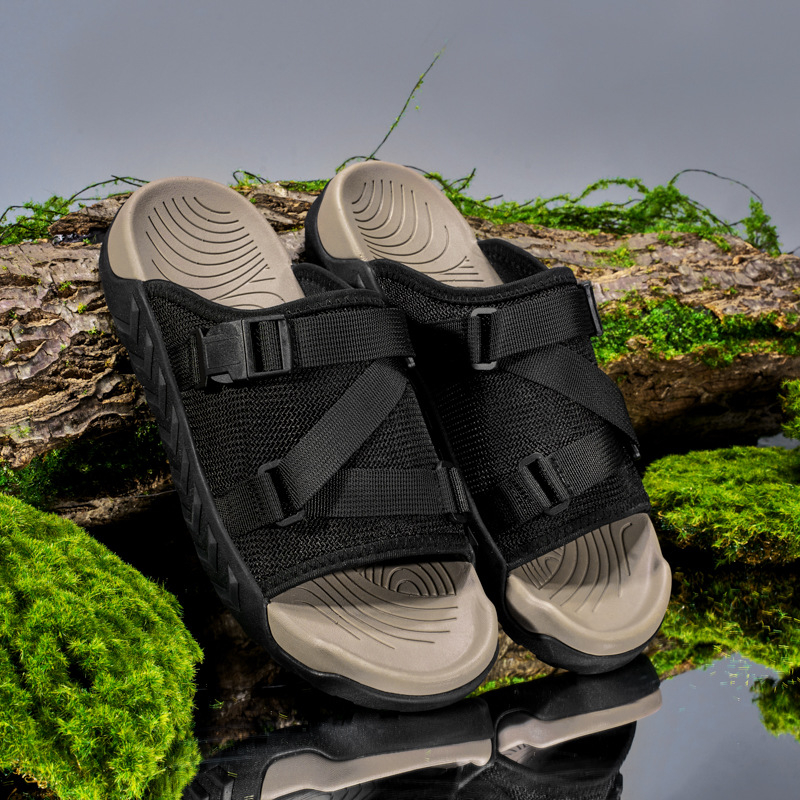 Határokon átnyúló nyári nagy méretű strandpapucsok kültéri szabadidős bebújós szandálok lélegző hálós papucsok férfi strandcipők