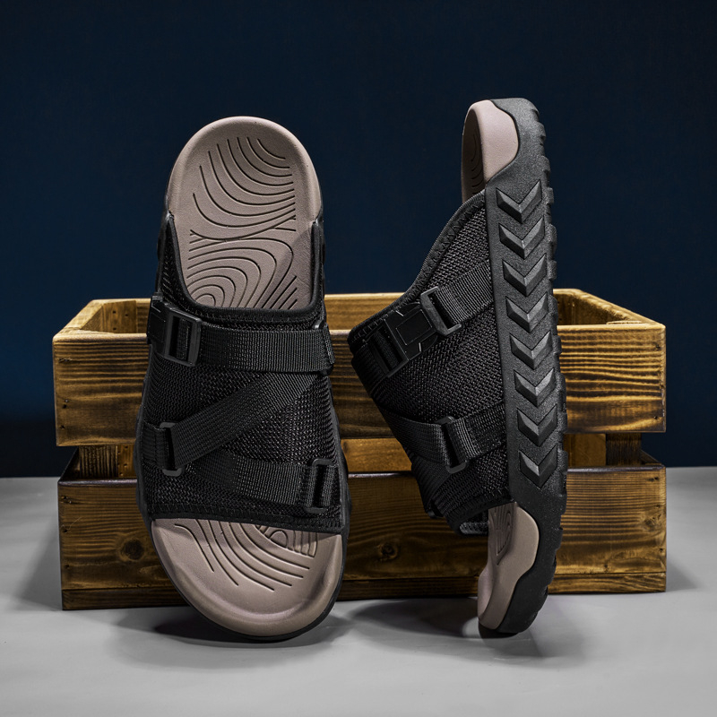 Határokon átnyúló nyári nagy méretű strandpapucsok kültéri szabadidős bebújós szandálok lélegző hálós papucsok férfi strandcipők
