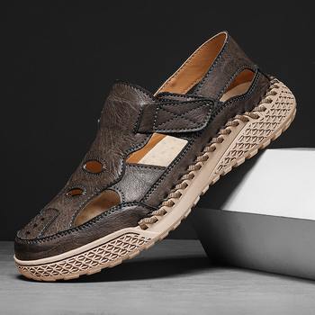 2025-ös határokon átnyúló robbanások Baotou szandálok Férfi nyári strandszandálok Divatos férfi kézzel varrott plus size szandálok