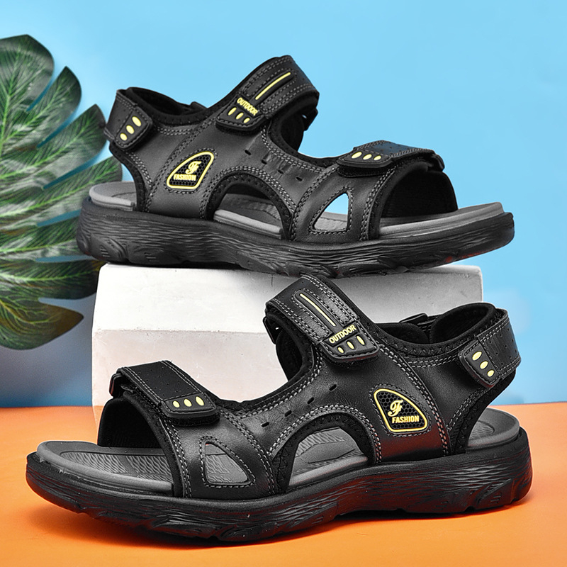 2025 Új Szandálok Férfi Nyári Férfi Valódi Bőr Vezetési Szabadtéri Ruházat Férfi Szabadtéri Sport Hétköznapi Csúszásmentes Strandcipők