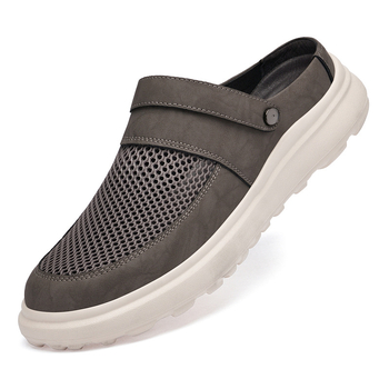 Férfi cipők, lélegző, hálós, klumpa, 25 év nyári, új stílusú, bebújós, vastag talpú, orrmerevítős szandál