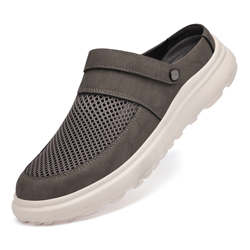 Férfi cipők, lélegző, hálós, klumpa, 25 év nyári, új stílusú, bebújós, vastag talpú, orrmerevítős szandál