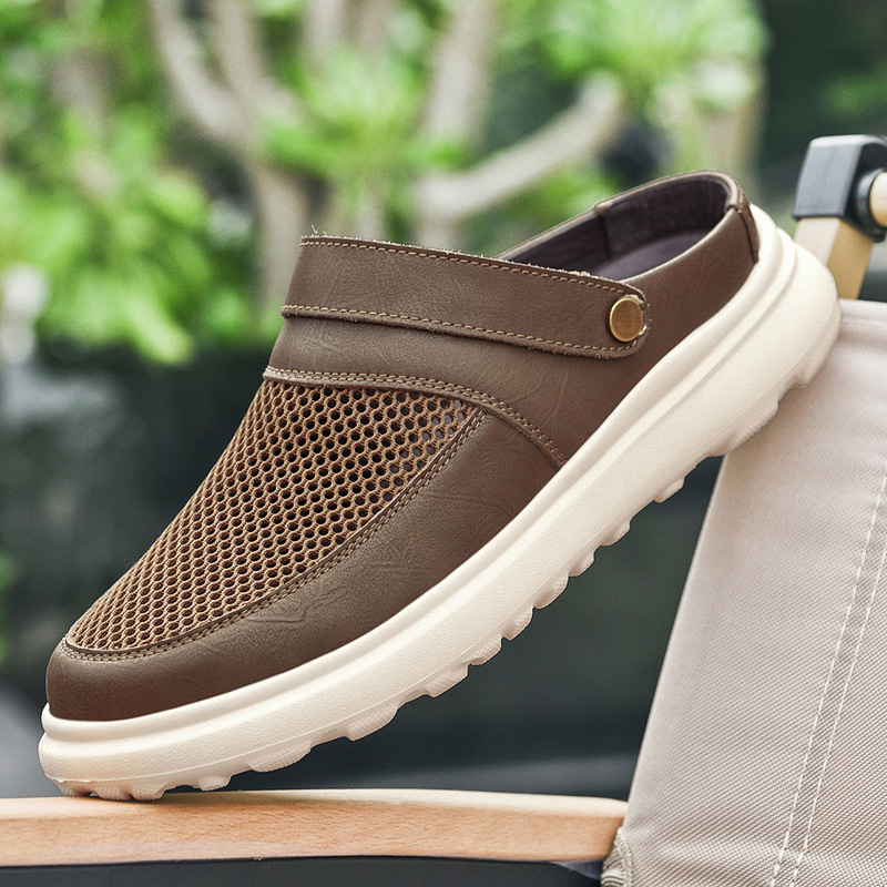 Férfi cipők, lélegző, hálós, klumpa, 25 év nyári, új stílusú, bebújós, vastag talpú, orrmerevítős szandál