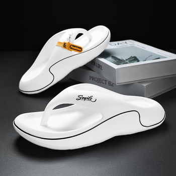 Dung Flip Flops pentru bărbați, vară, fund gros, rezistent la uzură, sandale de plajă, antiderapante, ușoare, fund moale, vopsite, papuci pentru bărbați