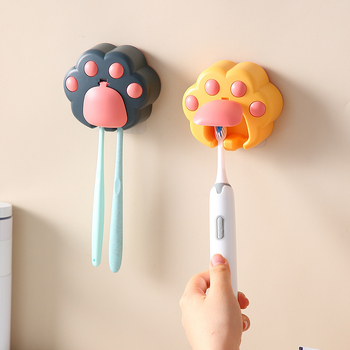 Mielas katės letenos dantų šepetėlio laikiklis, montuojamas ant sienos, buitinis, be perforatoriaus, elektrinis dantų šepetėlis, vaikiškas kūrybingas dantų šepetėlio laikiklis