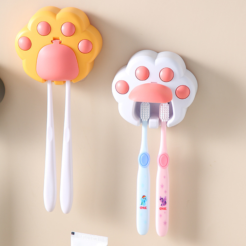 Mielas katės letenos dantų šepetėlio laikiklis, montuojamas ant sienos, buitinis, be perforatoriaus, elektrinis dantų šepetėlis, vaikiškas kūrybingas dantų šepetėlio laikiklis