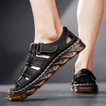 Sandale de plajă pentru bărbați, vară, casual, din piele naturală, rezistente la uzură, respirabile, vânzare transfrontalieră, mărime plus, pantofi de vară pentru bărbați