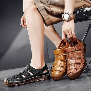 Sandale de plajă pentru bărbați, vară, casual, din piele naturală, rezistente la uzură, respirabile, vânzare transfrontalieră, mărime plus, pantofi de vară pentru bărbați
