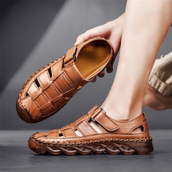 Sandale de plajă pentru bărbați, vară, casual, din piele naturală, rezistente la uzură, respirabile, vânzare transfrontalieră, mărime plus, pantofi de vară pentru bărbați