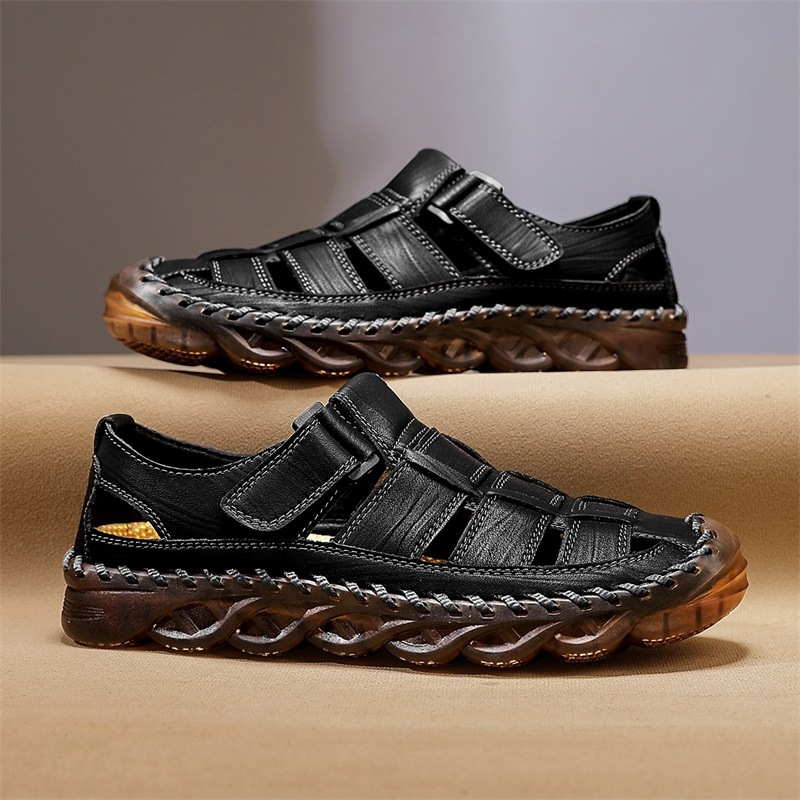Sandale de plajă pentru bărbați, vară, casual, din piele naturală, rezistente la uzură, respirabile, vânzare transfrontalieră, mărime plus, pantofi de vară pentru bărbați