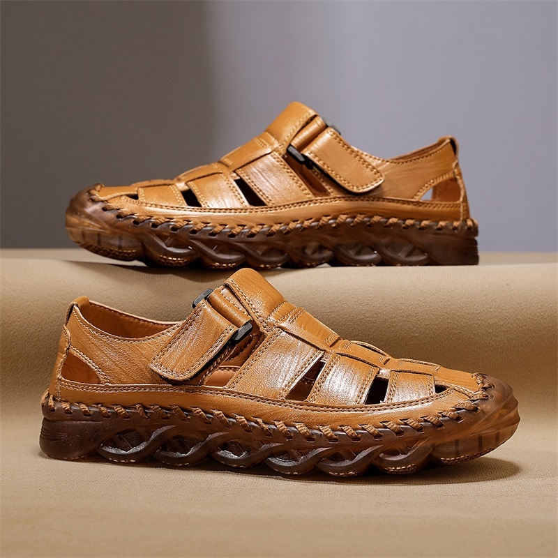 Sandale de plajă pentru bărbați, vară, casual, din piele naturală, rezistente la uzură, respirabile, vânzare transfrontalieră, mărime plus, pantofi de vară pentru bărbați