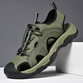 Határokon átnyúló, plus size 45, lélegző, lusta cipő, férfi üreges, lélegző strandcipő, kültéri, csúszásmentes, alkalmi cipő, férfi bőr szandál