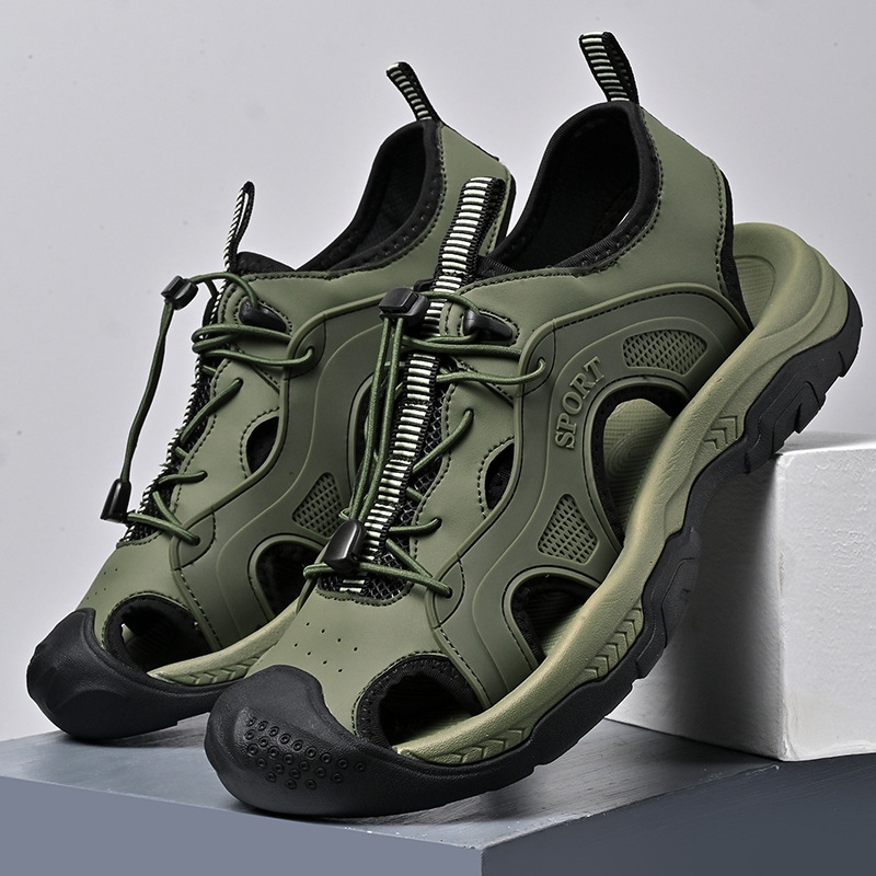 Határokon átnyúló, plus size 45, lélegző, lusta cipő, férfi üreges, lélegző strandcipő, kültéri, csúszásmentes, alkalmi cipő, férfi bőr szandál