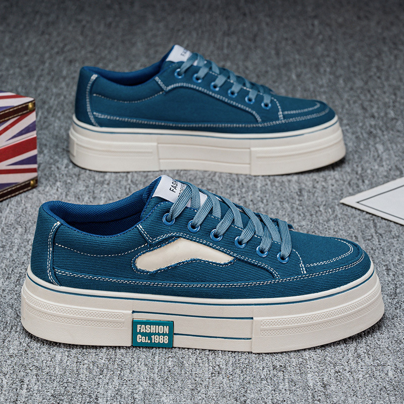 Férfi cipők 2025 tavasz új diák divatos minden mérkőzéshez lélegző vászoncipő vastag talpú kopásálló plus 46-os méretű sportcipők