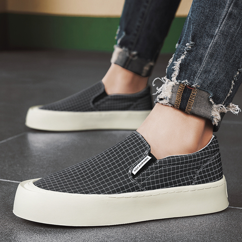 Nyári, határokon átnyúló férfi cipők, lélegző vászoncipők, lusta, bebújós munkacipők, divatos férfi alkalmi cipők nagykereskedelemben