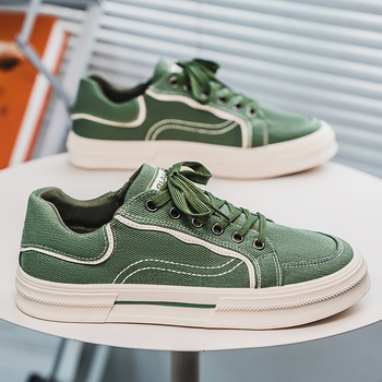 Audekla apavi vīriešiem 2025. gada vasarai, jauni, moderni, universāli, ikdienas, zema augšdaļas, sporta apavi ar biezu zoli, palielināta zaļa auduma apavi