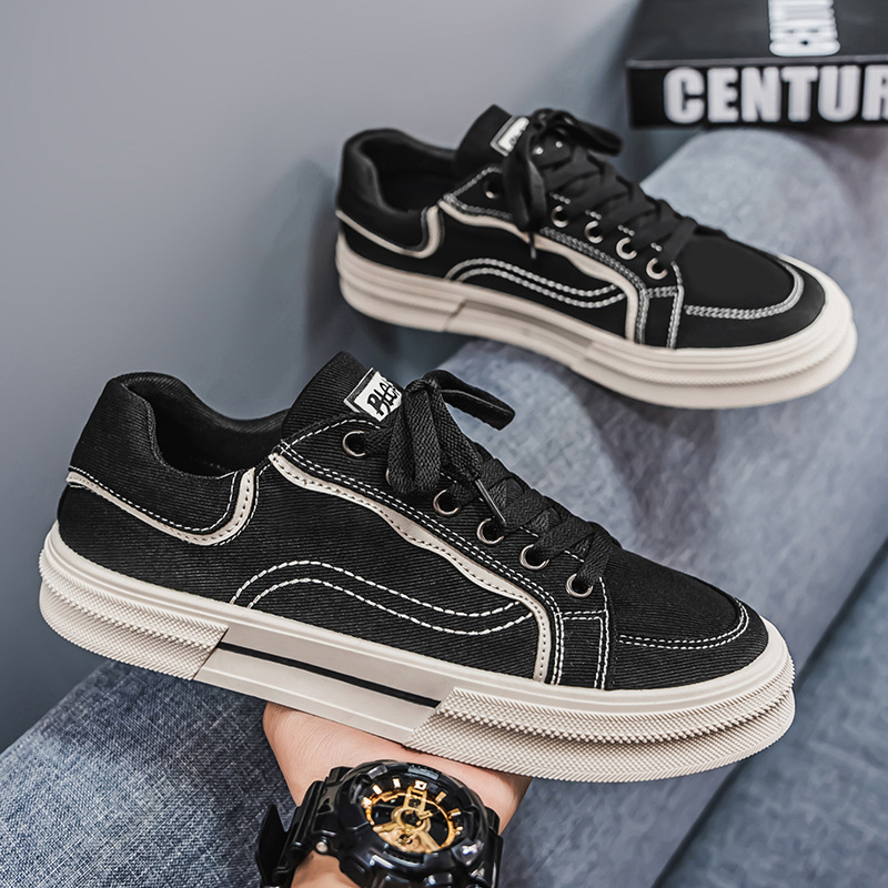 Audekla apavi vīriešiem 2025. gada vasarai, jauni, moderni, universāli, ikdienas, zema augšdaļas, sporta apavi ar biezu zoli, palielināta zaļa auduma apavi