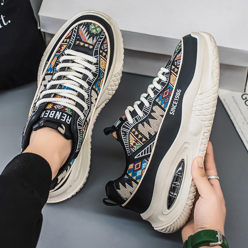Férfi cipők Új tavaszi, minden mérkőzésre alkalmas alkalmi divat Forrest Gump futó sport személyre szabott graffiti vastag talpú Torre cipők 2025