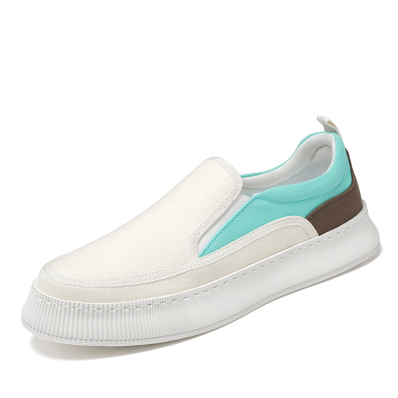 2022-es Four Seasons új, alacsony szárú, lezser, divatos, lélegző, vászon, kerek orrú, bebújós, fiatal férfi cipő