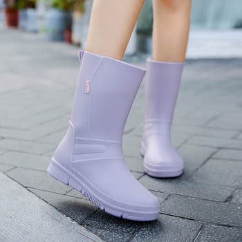 Moteriški vandeniui atsparūs neslystantys, vilnos pamušalu padengti guminiai batai iki blauzdų, japoniško stiliaus, madingi lauko guminiai batai, nauji, minkštu padu virtuvėje