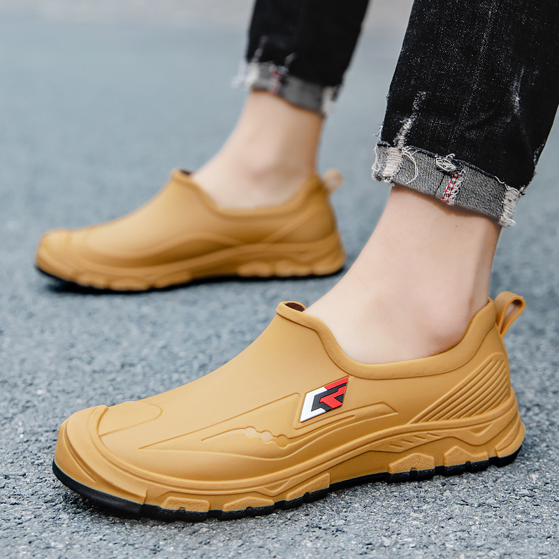 Uued madala säärega meeste vihmakingad, lühikesed sametist soojad libisemiskindlad veekindlad kingad, meeste mood, autopesu, köök, hulgimüük