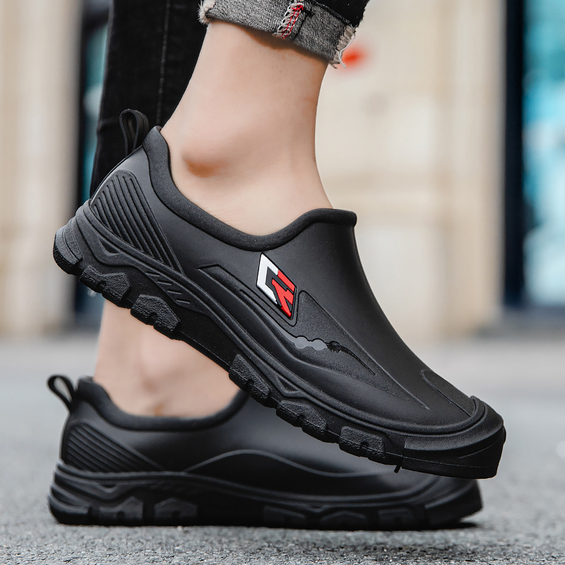 Uued madala säärega meeste vihmakingad, lühikesed sametist soojad libisemiskindlad veekindlad kingad, meeste mood, autopesu, köök, hulgimüük