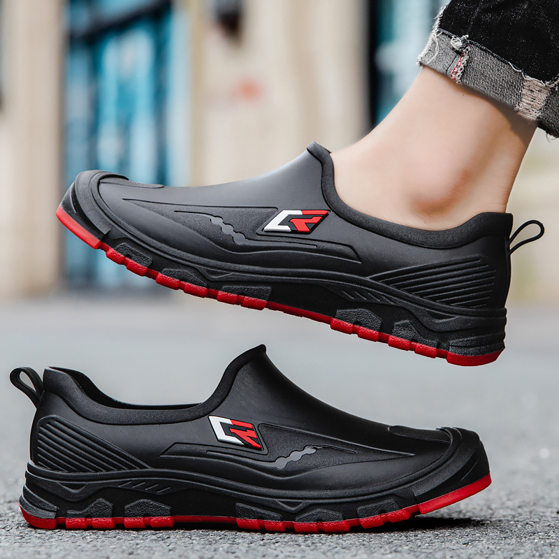 Uued madala säärega meeste vihmakingad, lühikesed sametist soojad libisemiskindlad veekindlad kingad, meeste mood, autopesu, köök, hulgimüük