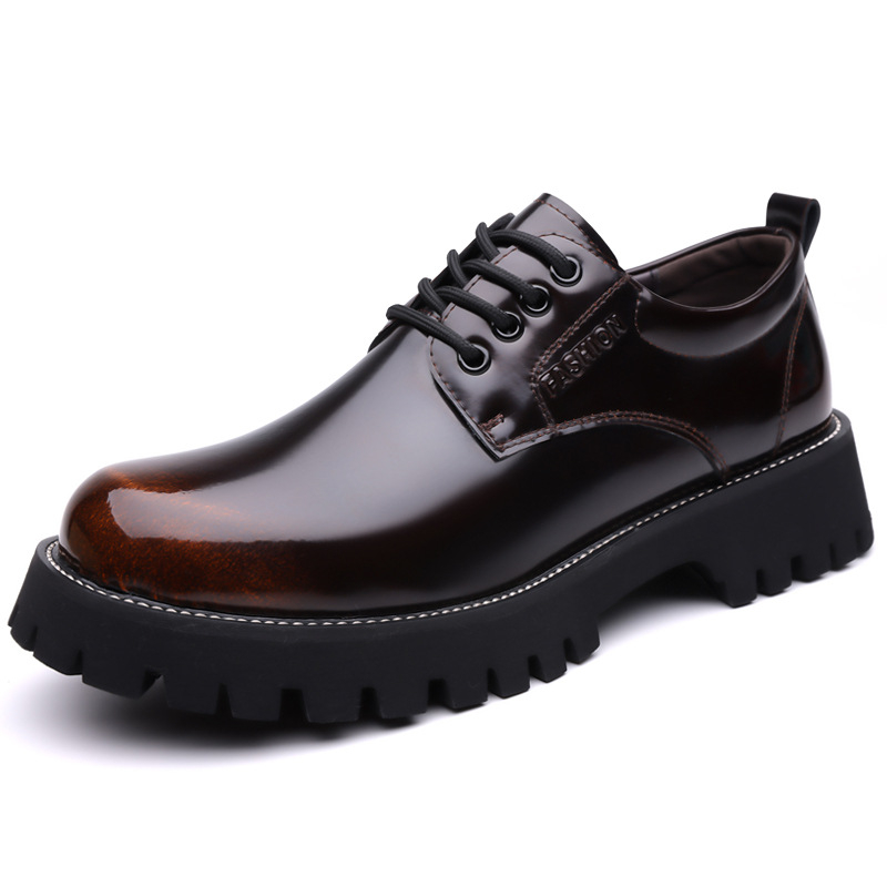 Férfi bőrcipők Üzleti Formális Bőr Valódi Bőr Csatos Festék Brit Fényes Vastag Talpú Férfi Öltönycipők