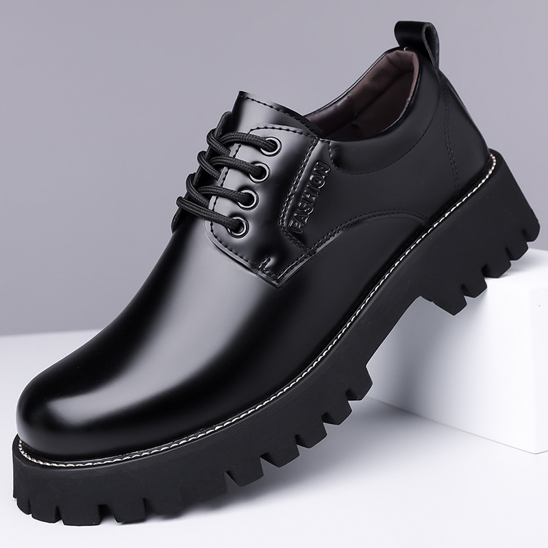 Férfi bőrcipők Üzleti Formális Bőr Valódi Bőr Csatos Festék Brit Fényes Vastag Talpú Férfi Öltönycipők
