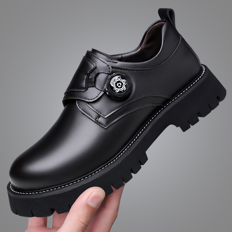 Férfi bőrcipők Üzleti Formális Bőr Valódi Bőr Csatos Festék Brit Fényes Vastag Talpú Férfi Öltönycipők