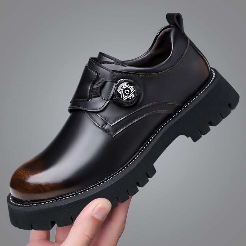 Férfi bőrcipők Üzleti Formális Bőr Valódi Bőr Csatos Festék Brit Fényes Vastag Talpú Férfi Öltönycipők