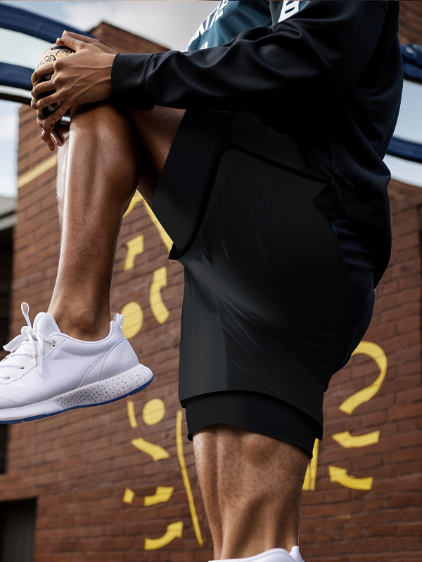 Hamis kétrészes, kétrétegű sportnadrág, férfi professzionális fitnesz futó atlétika amerikai kosárlabda edző hárompontos nadrág, fényvédő