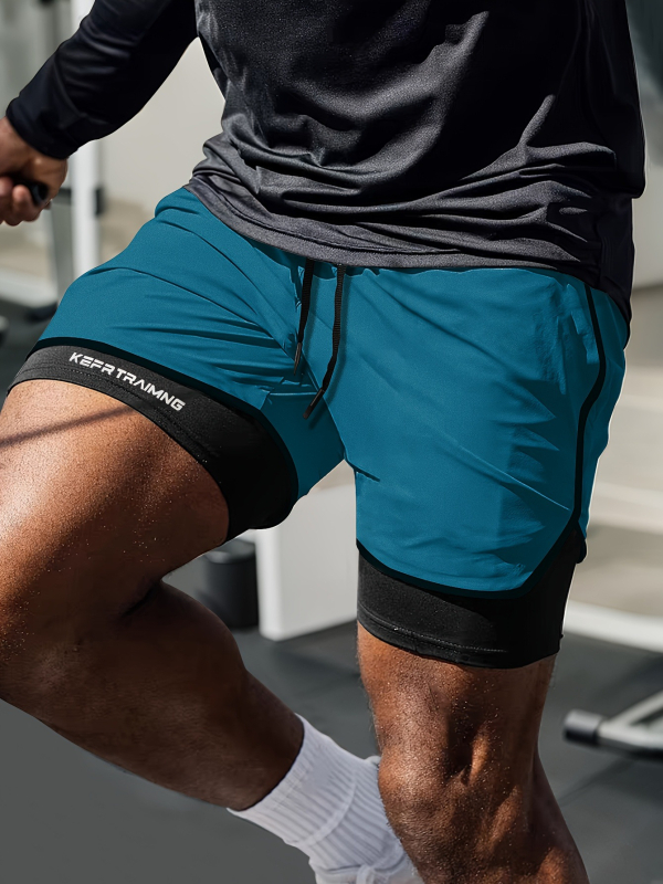 Hamis kétrészes, kétrétegű sportnadrág, férfi professzionális fitnesz futó atlétika amerikai kosárlabda edző hárompontos nadrág, fényvédő