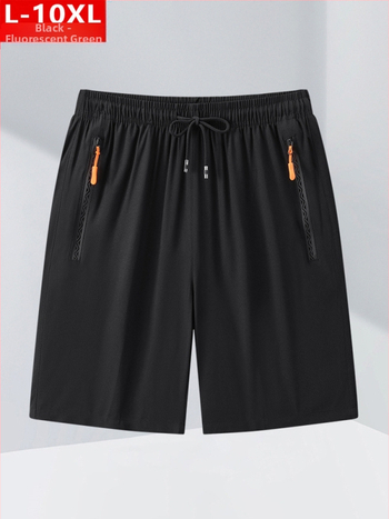 Nyári divatos férfi jégselyem lélegző, gyorsan száradó, ötpontos, közepes méretű, pufók, nagy méretű, plusz vastag, laza sportnadrág, alkalmi, rövid nadrág