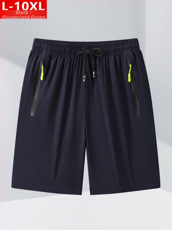 Nyári divatos férfi jégselyem lélegző, gyorsan száradó, ötpontos, közepes méretű, pufók, nagy méretű, plusz vastag, laza sportnadrág, alkalmi, rövid nadrág