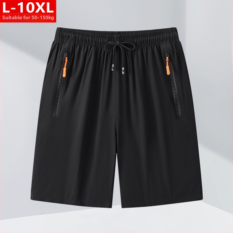 Nyári divatos férfi jégselyem lélegző, gyorsan száradó, ötpontos, közepes méretű, pufók, nagy méretű, plusz vastag, laza sportnadrág, alkalmi, rövid nadrág