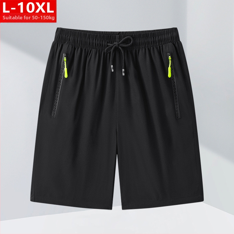 Nyári divatos férfi jégselyem lélegző, gyorsan száradó, ötpontos, közepes méretű, pufók, nagy méretű, plusz vastag, laza sportnadrág, alkalmi, rövid nadrág
