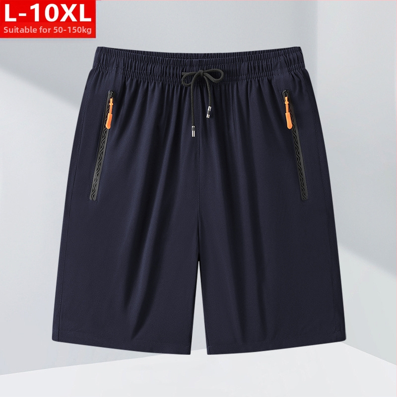 Nyári divatos férfi jégselyem lélegző, gyorsan száradó, ötpontos, közepes méretű, pufók, nagy méretű, plusz vastag, laza sportnadrág, alkalmi, rövid nadrág