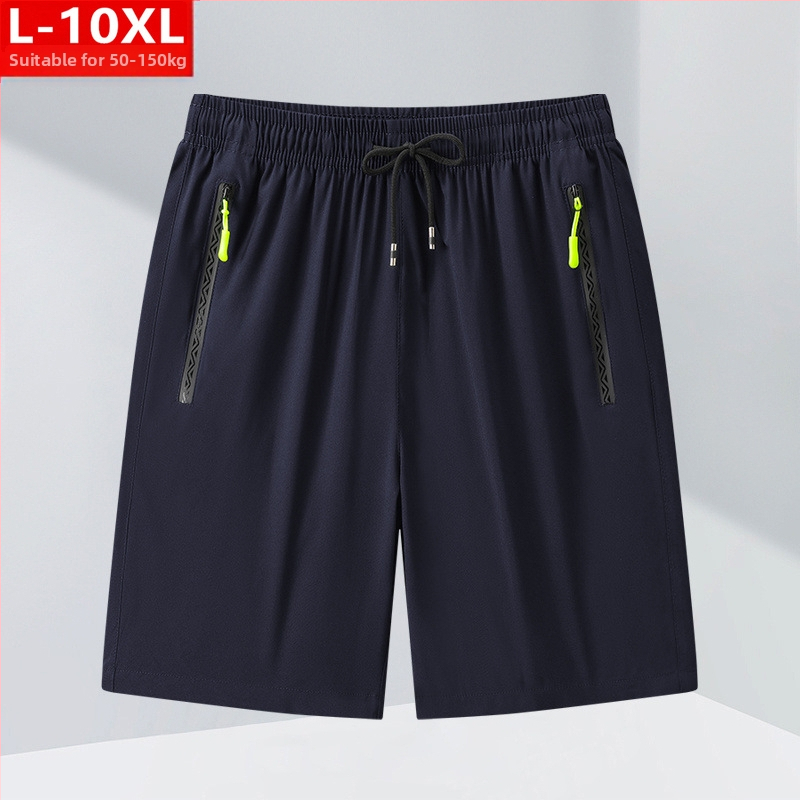Nyári divatos férfi jégselyem lélegző, gyorsan száradó, ötpontos, közepes méretű, pufók, nagy méretű, plusz vastag, laza sportnadrág, alkalmi, rövid nadrág