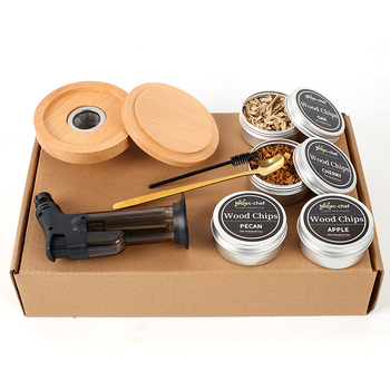 Персонализирана масивна дървесина, креативна дървена пушалка за коктейли, Amazon, популярна пушена дървена капачка, популярен комплект за пушене