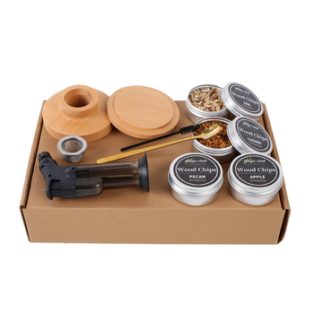 Персонализирана масивна дървесина, креативна дървена пушалка за коктейли, Amazon, популярна пушена дървена капачка, популярен комплект за пушене