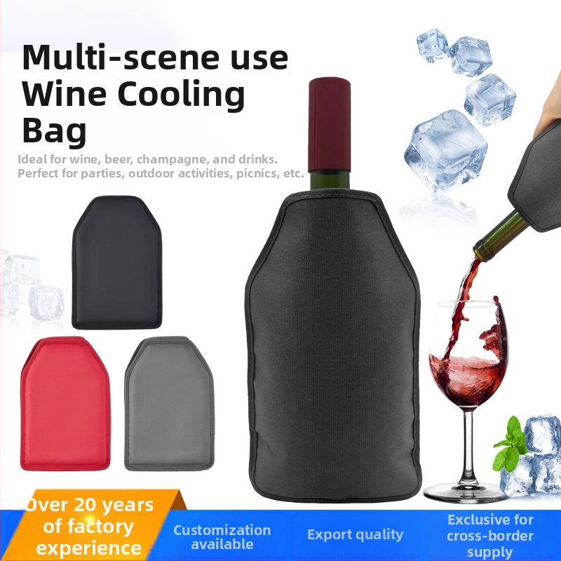Veinikülmikuga jääveini nailonist pöörleva geeliga jääkott Kiirelt jahutav punase veini kott Veinikattega jääkott