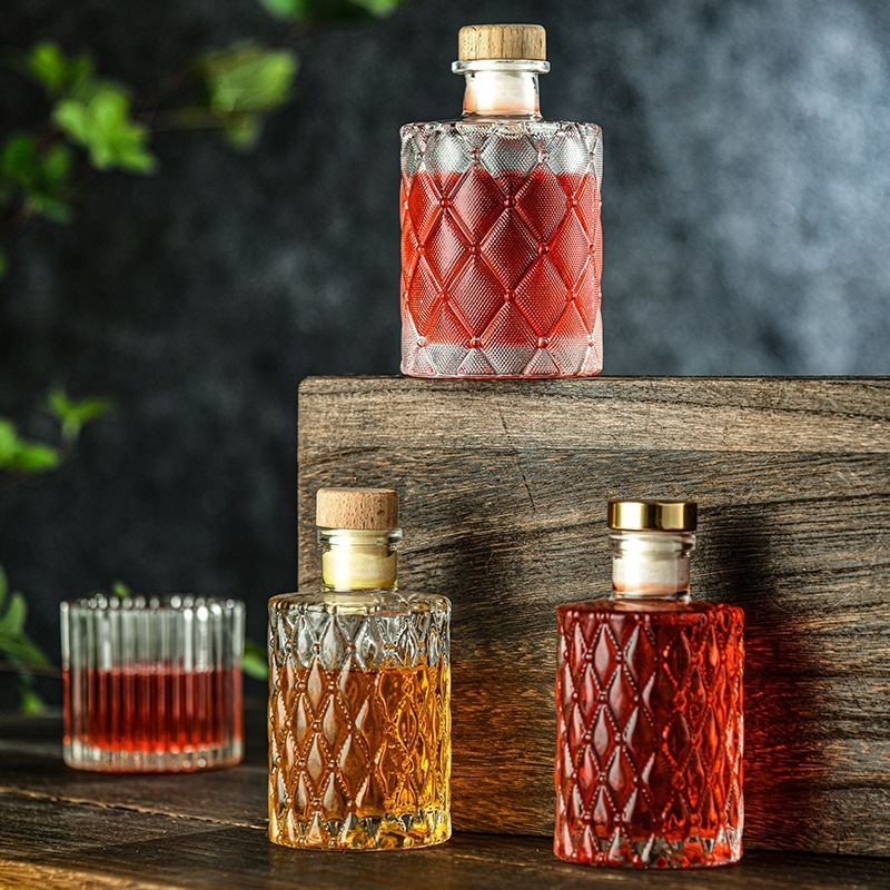 Χονδρική 200ml κρύο εκχύλισμα καφέ σφραγισμένο μπουκάλι με μοτίβο διαμαντιών μικρό μπουκάλι μικρό μπουκάλι κρασιού μπουκάλι ποτών αυτοπαρασκευασμένο κρασί Bayberry