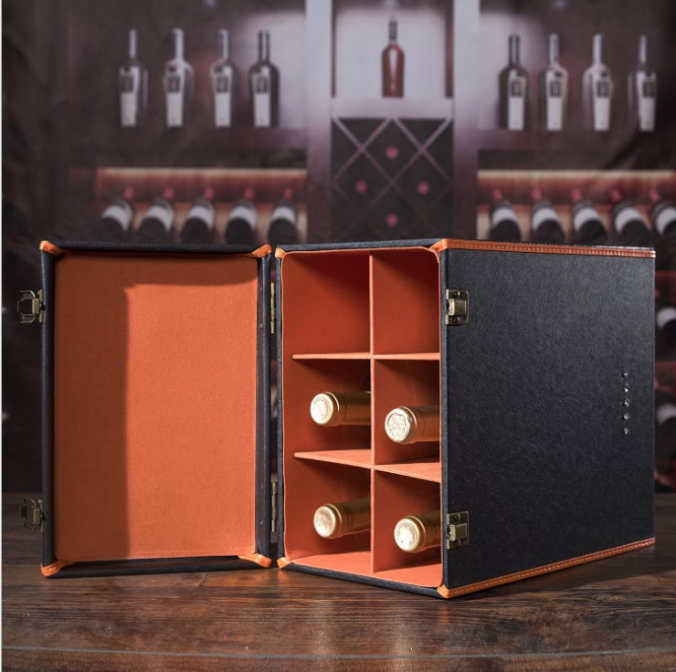 Valmis punase veini kinkekarp kivikestega, ühe- või kahekordse pudeli pakendikarp, veinikarp, universaalne, saab lisada logo, ärikinkekarp